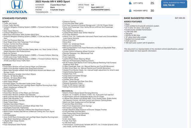 used 2023 Honda HR-V car, priced at $24,545