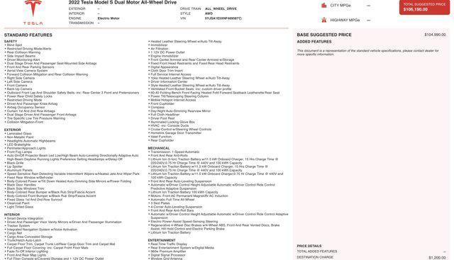 used 2022 Tesla Model S car, priced at $40,045