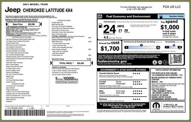 used 2021 Jeep Cherokee car, priced at $13,300