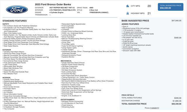 used 2023 Ford Bronco car, priced at $38,500