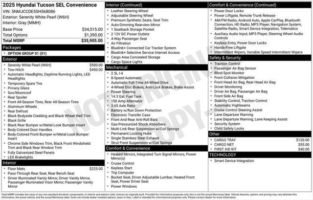 new 2025 Hyundai Tucson car, priced at $37,355