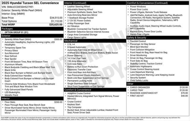 new 2025 Hyundai Tucson car, priced at $36,950