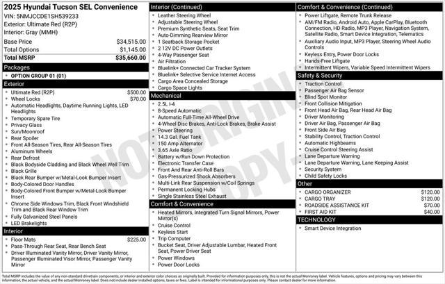 new 2025 Hyundai Tucson car, priced at $37,110