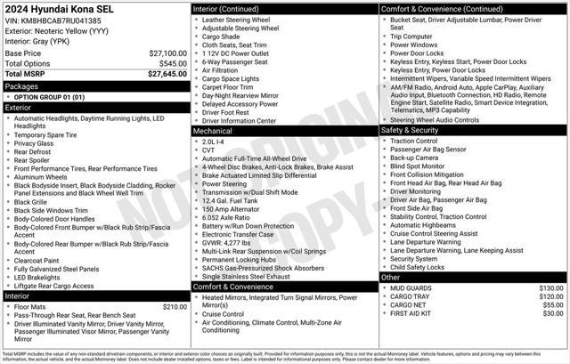 used 2024 Hyundai Kona car, priced at $23,995