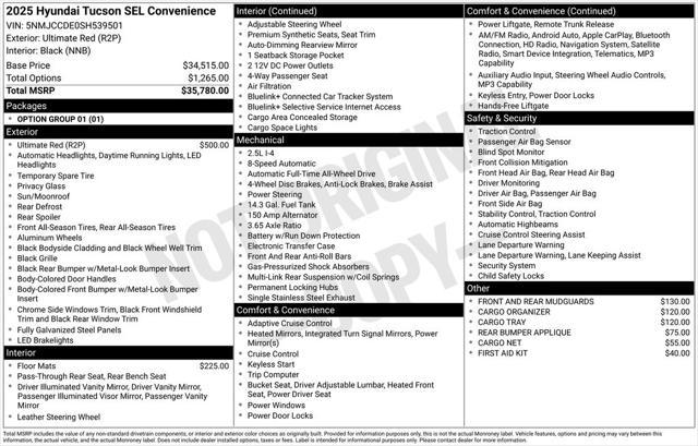 new 2025 Hyundai Tucson car, priced at $37,230