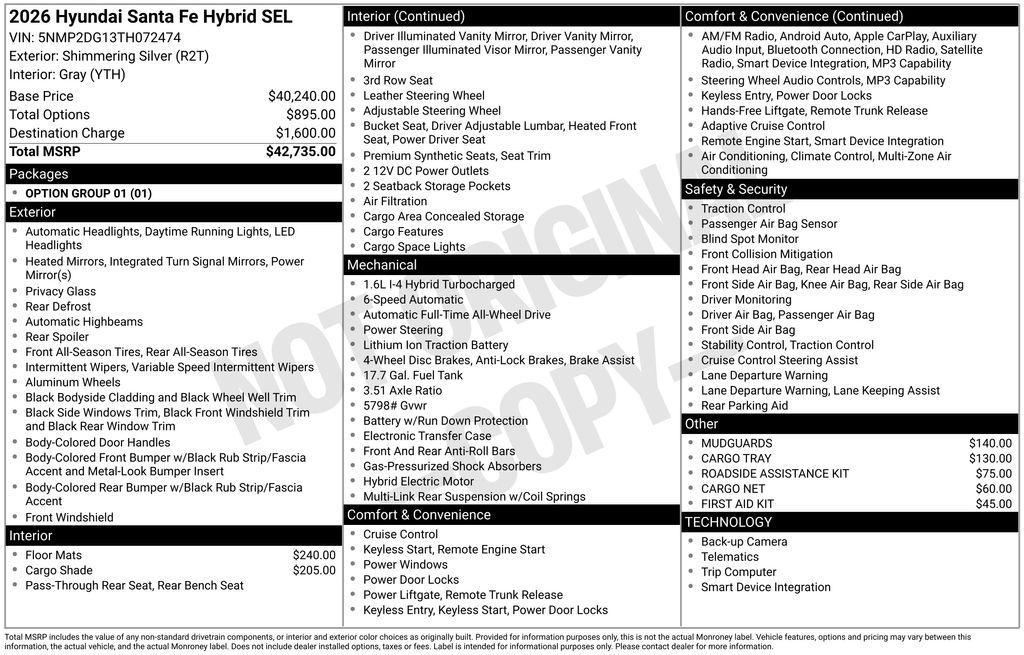new 2026 Hyundai Santa Fe car, priced at $38,380