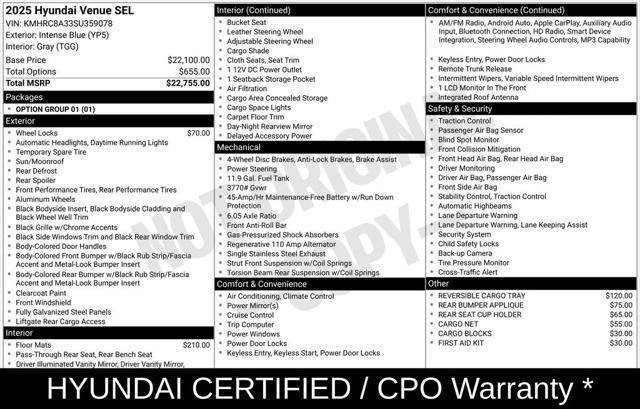 used 2025 Hyundai Venue car, priced at $22,995