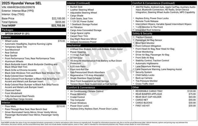used 2025 Hyundai Venue car, priced at $22,895