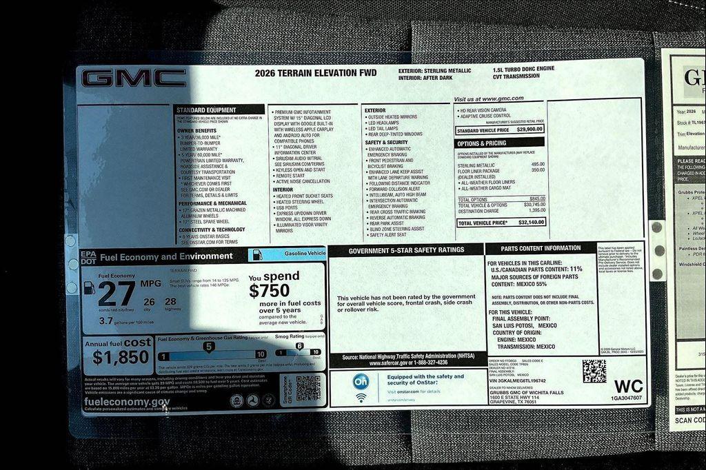 new 2026 GMC Terrain car, priced at $31,303