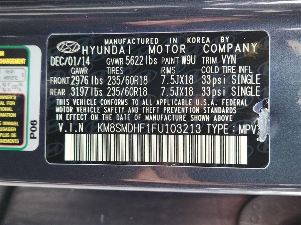used 2015 Hyundai Santa Fe car, priced at $10,501