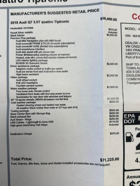 used 2018 Audi Q7 car, priced at $19,980