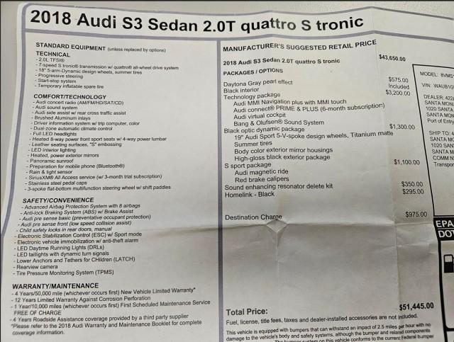 used 2018 Audi S3 car, priced at $24,900