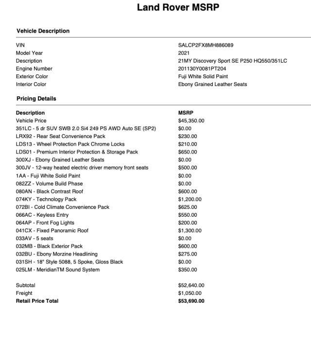 used 2021 Land Rover Discovery Sport car, priced at $25,980