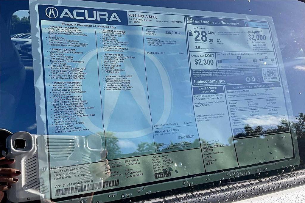 new 2025 Acura ADX car, priced at $39,950