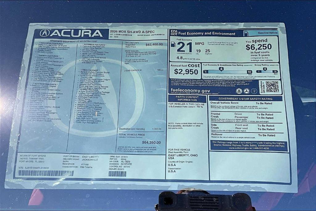 new 2026 Acura MDX car, priced at $62,172