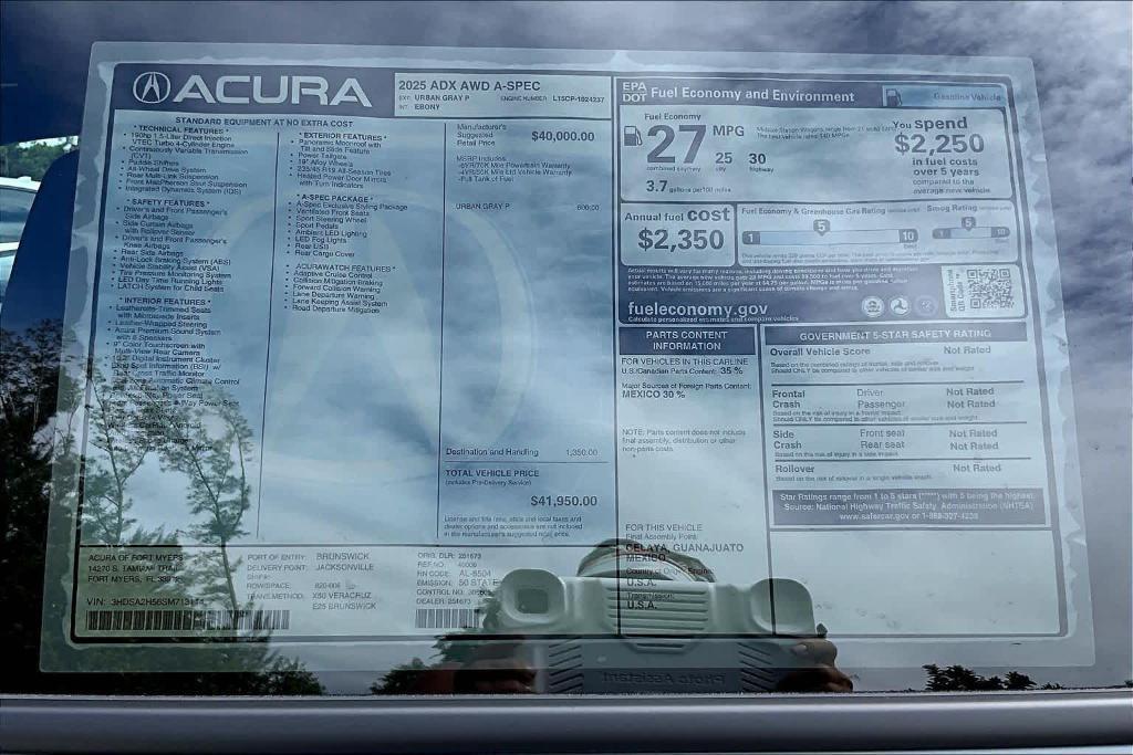 new 2025 Acura ADX car, priced at $41,950