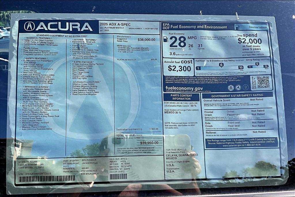 new 2025 Acura ADX car, priced at $39,950