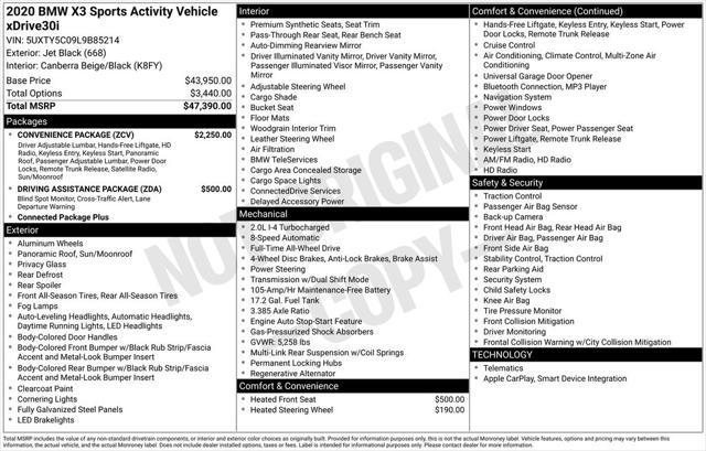 used 2020 BMW X3 car, priced at $28,191