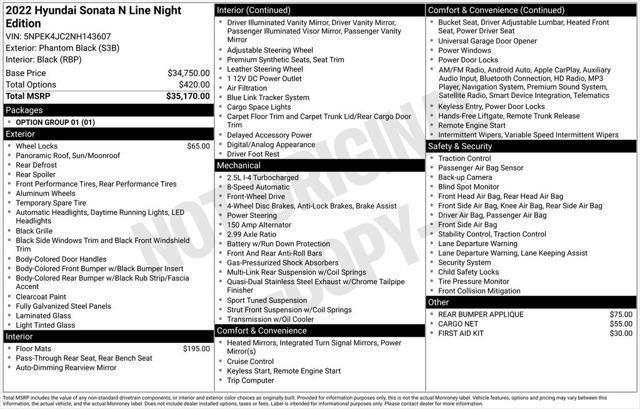 used 2022 Hyundai Sonata car, priced at $21,340
