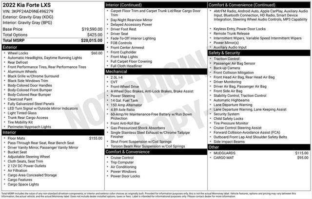 used 2022 Kia Forte car, priced at $17,552