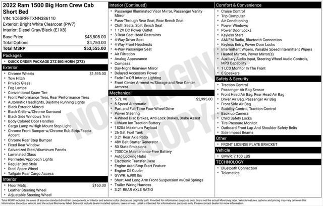 used 2022 Ram 1500 car, priced at $33,808