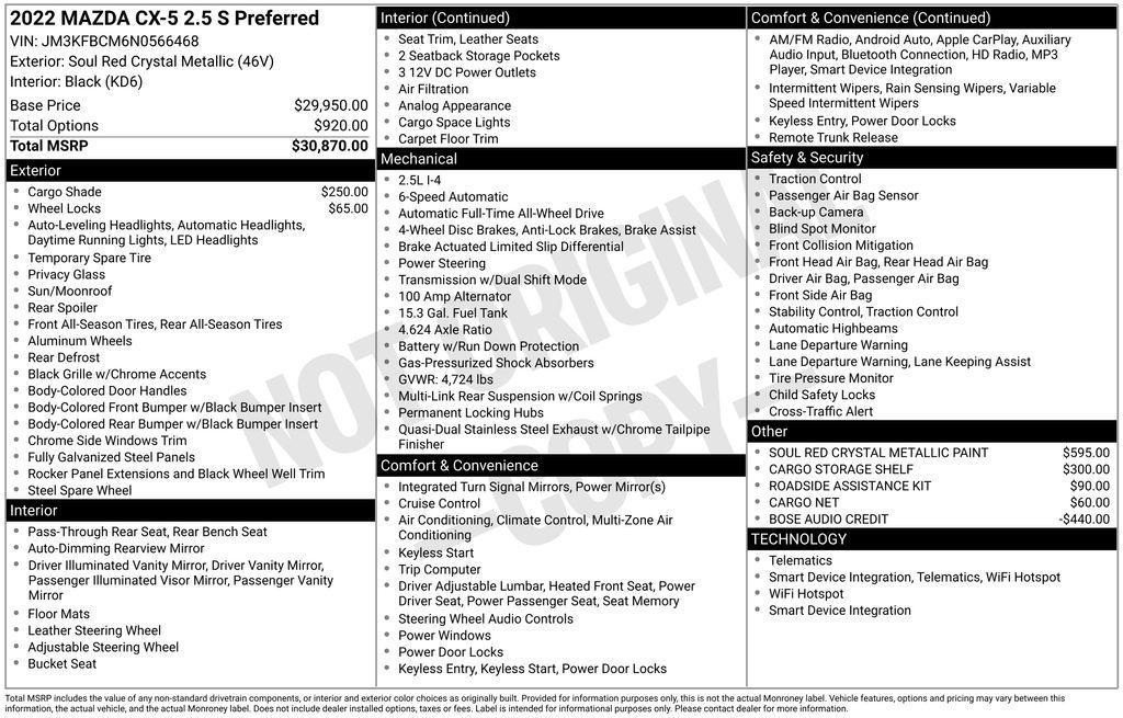 used 2022 Mazda CX-5 car, priced at $25,492