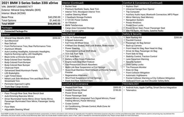used 2021 BMW 330 car, priced at $29,997
