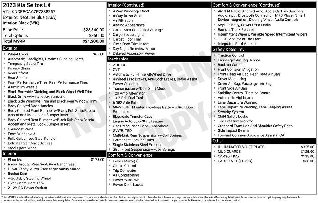 used 2023 Kia Seltos car, priced at $21,500