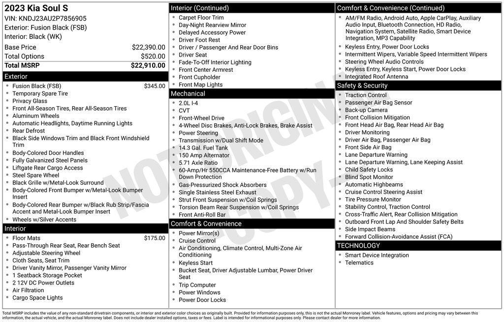 used 2023 Kia Soul car, priced at $18,300