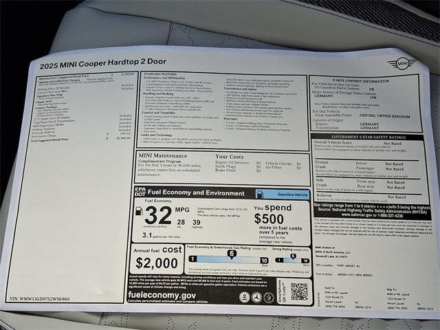 new 2025 MINI Hardtop car, priced at $32,345