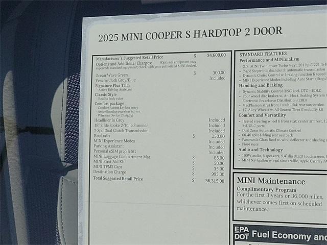 new 2025 MINI Hardtop car, priced at $36,315