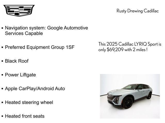 new 2025 Cadillac LYRIQ car, priced at $69,209