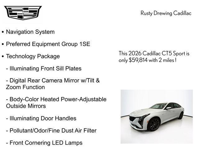 new 2026 Cadillac CT5 car, priced at $59,814
