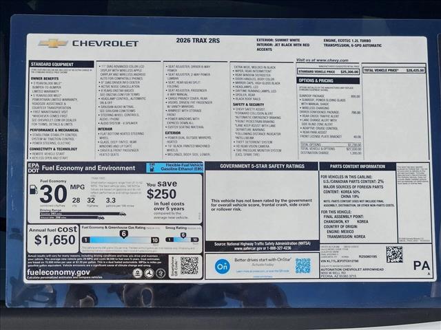 new 2026 Chevrolet Trax car, priced at $27,358