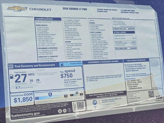 new 2026 Chevrolet Equinox car, priced at $29,712
