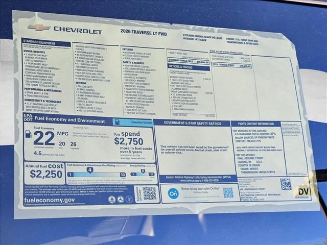 new 2026 Chevrolet Traverse car, priced at $41,490