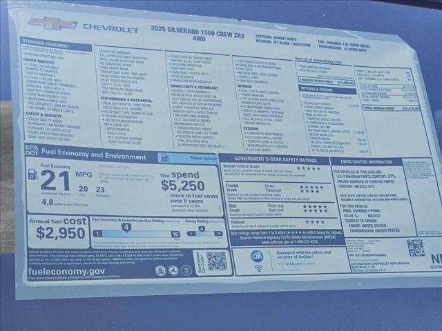 new 2025 Chevrolet Silverado 1500 car, priced at $65,490