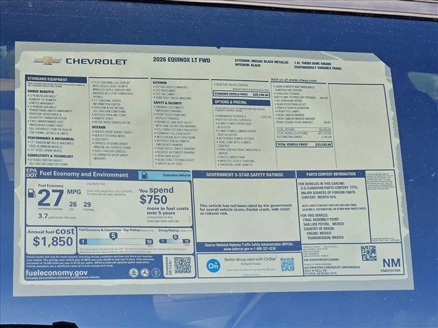 new 2026 Chevrolet Equinox car, priced at $28,490