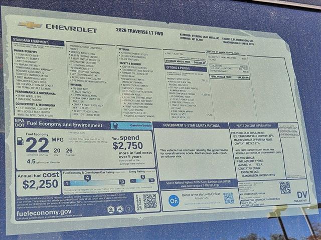 new 2026 Chevrolet Traverse car, priced at $41,490