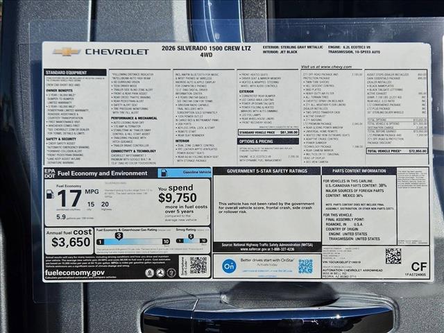 new 2026 Chevrolet Silverado 1500 car, priced at $58,240