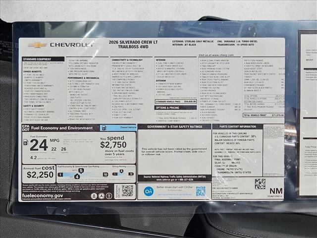 new 2026 Chevrolet Silverado 1500 car, priced at $58,240