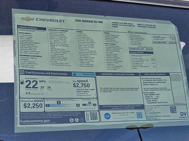 new 2026 Chevrolet Traverse car, priced at $56,298