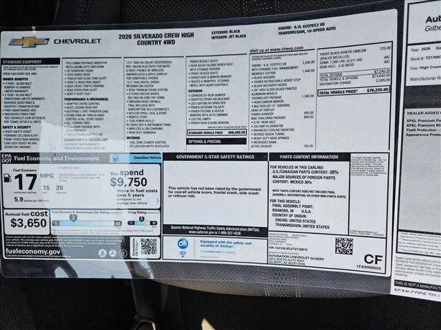 new 2026 Chevrolet Silverado 1500 car, priced at $63,490