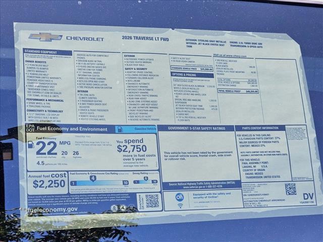 new 2026 Chevrolet Traverse car, priced at $45,878