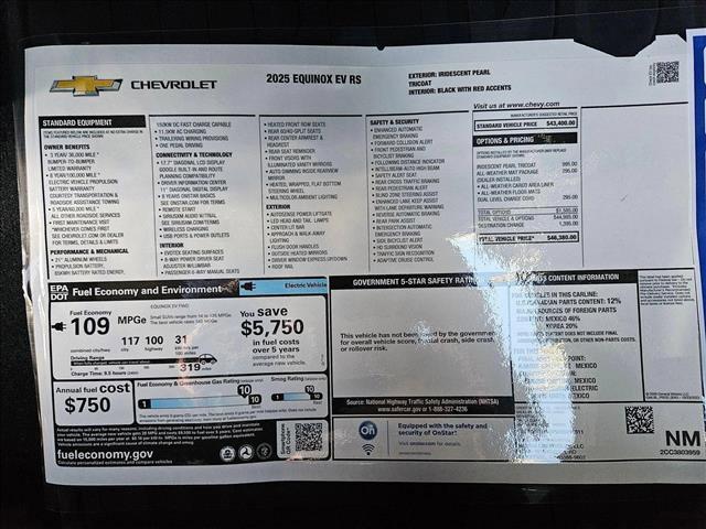new 2025 Chevrolet Equinox EV car, priced at $36,990