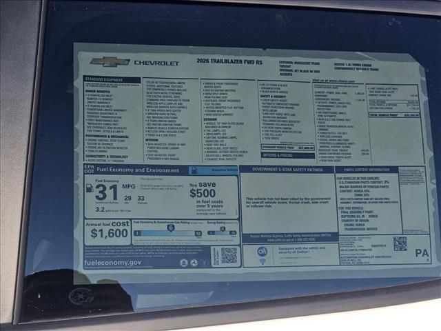 new 2026 Chevrolet TrailBlazer car, priced at $29,490