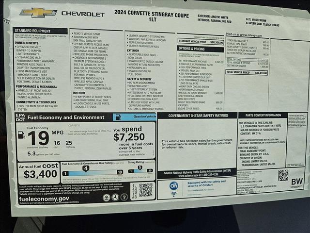 new 2024 Chevrolet Corvette car, priced at $80,410
