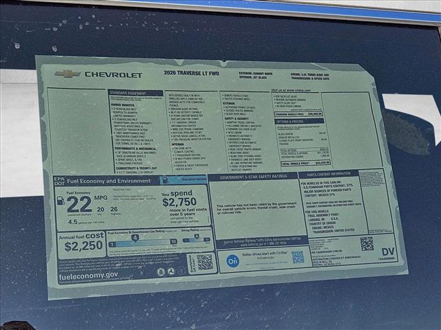new 2026 Chevrolet Traverse car, priced at $38,990