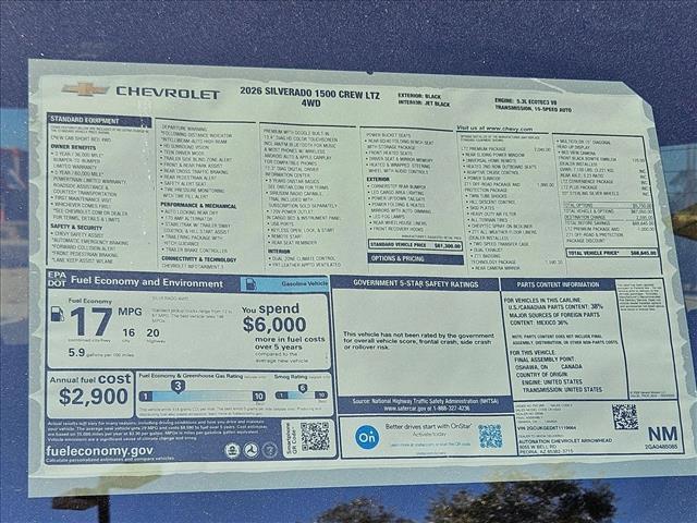 new 2026 Chevrolet Silverado 1500 car, priced at $55,490