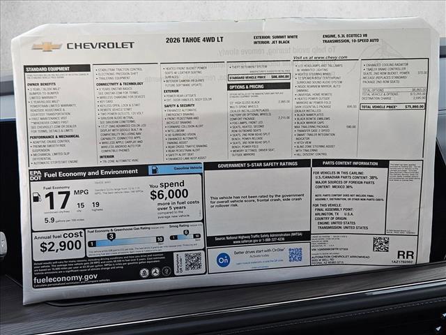 new 2026 Chevrolet Tahoe car, priced at $72,990